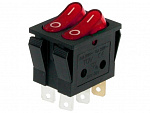 Выключатель KCD3-301-3C OFF-ON neon, 250V/15A, 6c красный