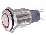 Кнопка антивандальная JH16-C1 ON-(ON) LED 12V, 250V/3A, 5c красная