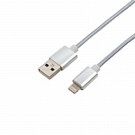 Rexant USB шт. - 8 pin (lightning/iphone) шт., 1 м, серебристая нейлоновая оплетка