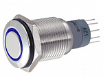 Кнопка антивандальная JH16-C1 ON-(ON) LED 12V, 250V/3A, 5c синий