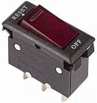 Выключатель-автомат клавишный 15A 250V, 3C(neon), Reset-OFF, красный