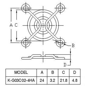 Решетка к вентилятору K-G03C02-4HA (30/30) металл