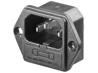 Штекер AC 250V, 15A, 3pin на корпус с предохранителем