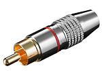 Штекер RCA на кабель 6mm, Ni/G красный