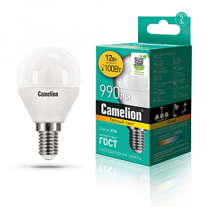 Camelion LED12-G45/830/E14 220V 12W 3000K матовая