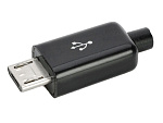 Штекер microUSB-B 5pin, Ni/Pl черный