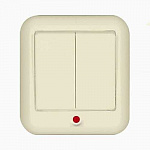 Выключатель SE Прима ОП 2-клавишный, с индикацией, белый