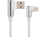 Шнур соединительный Perfeo USB - Type-C угловой, 2.4A 1м белый