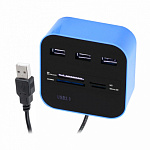Картридер + USB-Hub (разветвитель) Rexant, черный