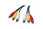 Шнур соединительный 3RCA-3RCA 1.2м литой