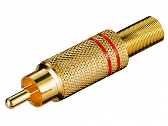 Штекер RCA на кабель под винт, 5mm, G красный