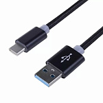 Шнур соединительный Rexant USB шт. - USB Type C шт., 1m, черный тканевая оплетка