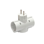 Тройник сетевой LUX T3-E 250V 16A, с заземлением, белый