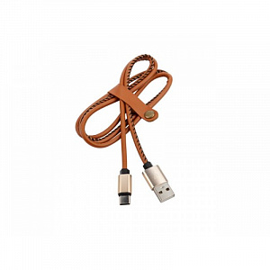 Rexant USB шт. - USB Type C шт., 2A, 1m, коричневая кожаная оплетка
