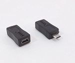 Переходник штекер microUSB - гнездо miniUSB, Ni/Pl