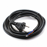 Сетевой шнур LUX V2 ПВС 2/0.75 1.5м с вилкой, без з/к, черный
