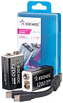 Аккумулятор Космос 6F22 9V 1000mAh Li-Ion Type C Box2 (2 штуки)