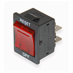 Выключатель-автомат клавишный 15A 250V, 4C(neon), Reset-OFF, красный