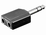 Переходник штекер 6.35 mm - 2 гнезда 6.35 mm, стерео, Ni/Pl