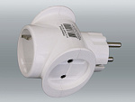 Тройник сетевой TOKER 3T1 250V 16A, с заземлением, белый