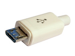 Штекер microUSB-B 5pin, Ni/Pl белый