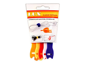 Набор стяжек LUX 1.2/20см цветные нейлоновые с липучкой (5шт.)