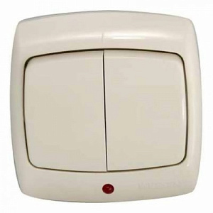 Выключатель SE Рондо СП 2-клавишный, с индикацией, слоновая кость