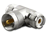 Тройник штекер UHF - 2 гнезда UHF, Ni