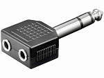Переходник штекер 6.35 mm - 2 гнезда 3.5 mm, стерео, Ni/Pl
