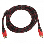 Шнур соединительный HDMI-HDMI 1.5m, оплетка ткань красный