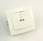 Выключатель SE Елизавета СП 2-клавишный, с индикацией, белый