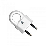 Вилка сетевая 250В 6А плоская, с ушком, белая