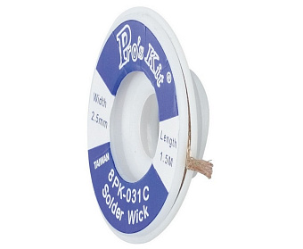 Оплетка для выпайки 8PK-031C (ширина 2.5mm, длина 1.5m) Pro`sKit