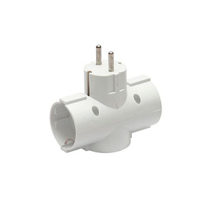 Тройник сетевой LUX T3-E 250V 16A, с заземлением, белый