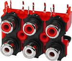 Блок 6 RCA гнезда на корпус, Pl красный