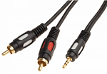 Шнур соединительный 3.5шт-2RCA 3m GOLD литой