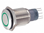 Кнопка антивандальная JH16-C1 ON-(ON) LED 12V, 250V/3A, 5c зеленый