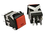 Кнопка RWD-322 ON-(ON) LED, 250V/3A, 6c черно-красная