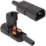 Штекер AC 250V, 15A, 3pin на кабель, быстрый монтаж