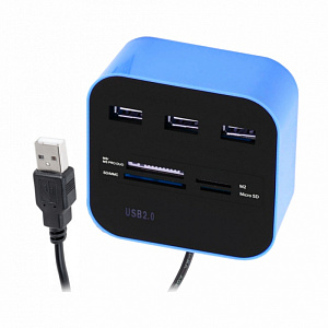 Картридер + USB-Hub (разветвитель) Rexant, черный