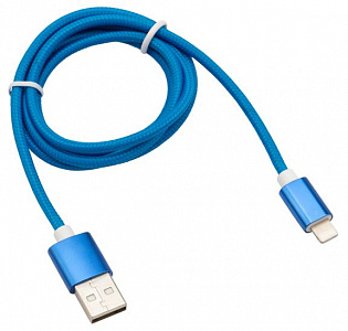 Rexant USB шт. - 8 pin (lightning/iphone) шт., 1 м, синяя нейлоновая оплетка