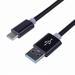 Rexant USB шт. - USB Type C шт., 1m, черный тканевая оплетка